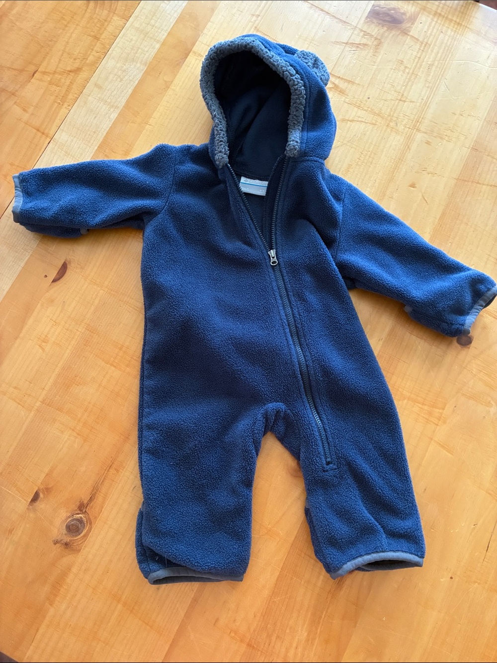 Columbia Navy Blue Hooded Fleece One-Piece Bunting